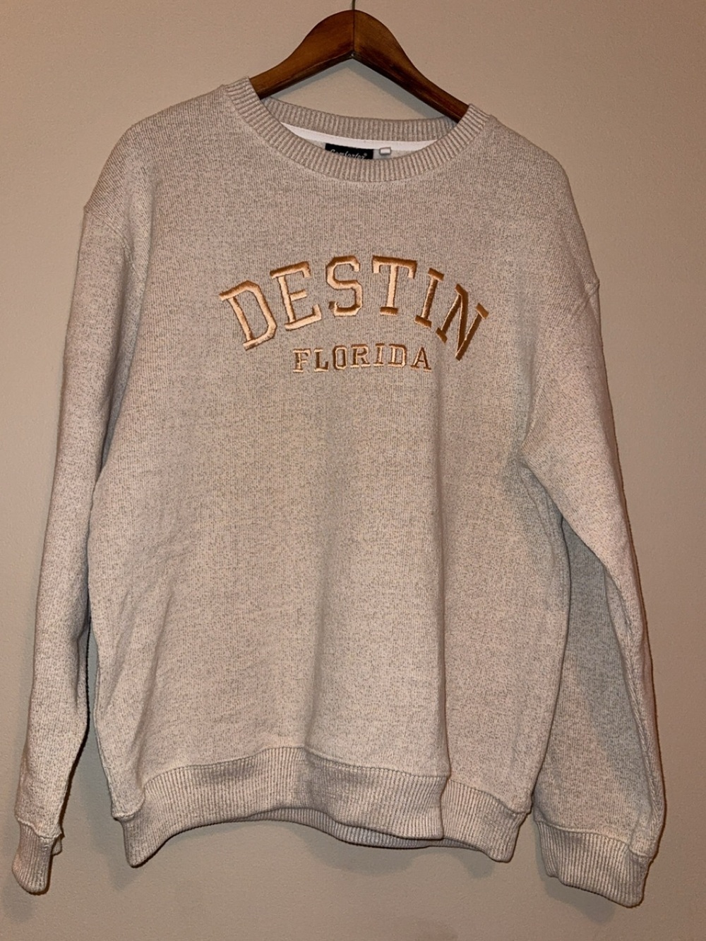 Destin Florida Embroidered Crewneck Sweatshirt - Light Heather